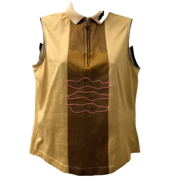 Jamie Sadock Women's Golf Sleeveless Shirt Size Medium Zip Collared Embroidered - Picture 1 of 6